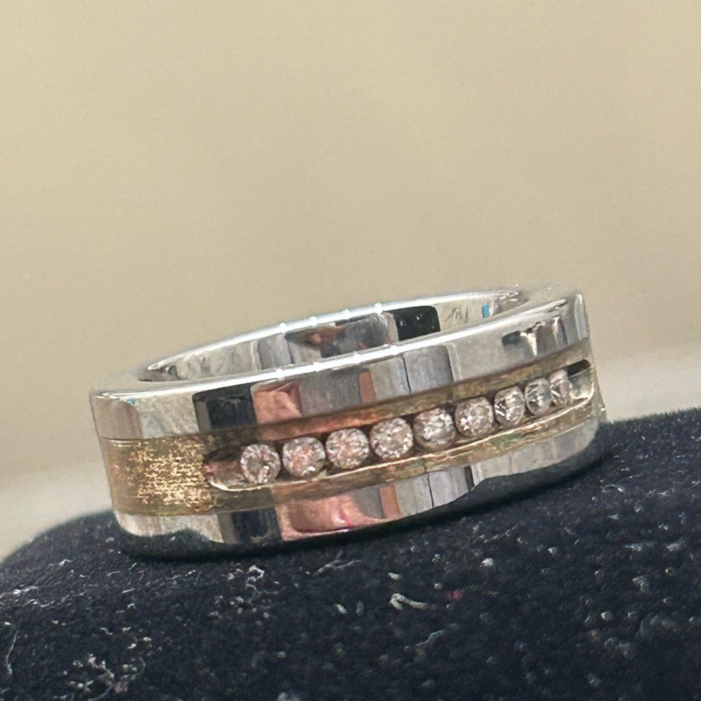 1/2 carat wedding band two tone